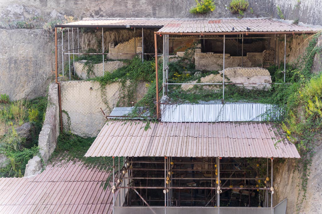 House of Dionysiac Reliefs, Herculaneum, October 2023. Looking north towards upper floor. Photo courtesy of Johannes Eber.